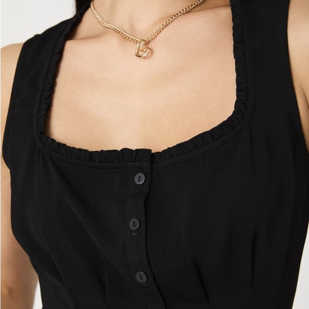 French Connection Black Ruffled Top - Picture 11 of 12